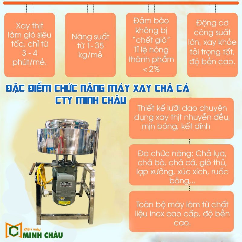 Đặc Điểm Chức Năng Trong Thiết Kế Của Máy Xay Chả Cá Điện Máy Minh Châu